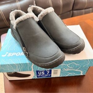 JSport Charcoal Slip-On Shoes with Plush Lining